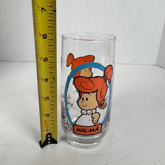 Vintage 1986 Flintstone Kids Wilma Pizza Hut Promotional Drinking Glass - Picture 7 of 10